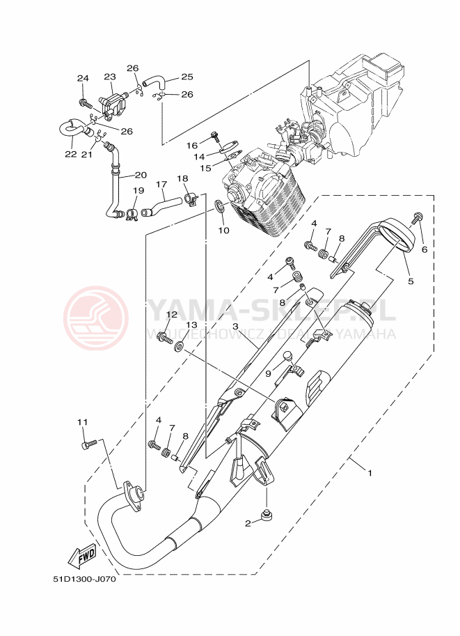 Schemat "Wydech końcowy" do Yamaha YBR125ED