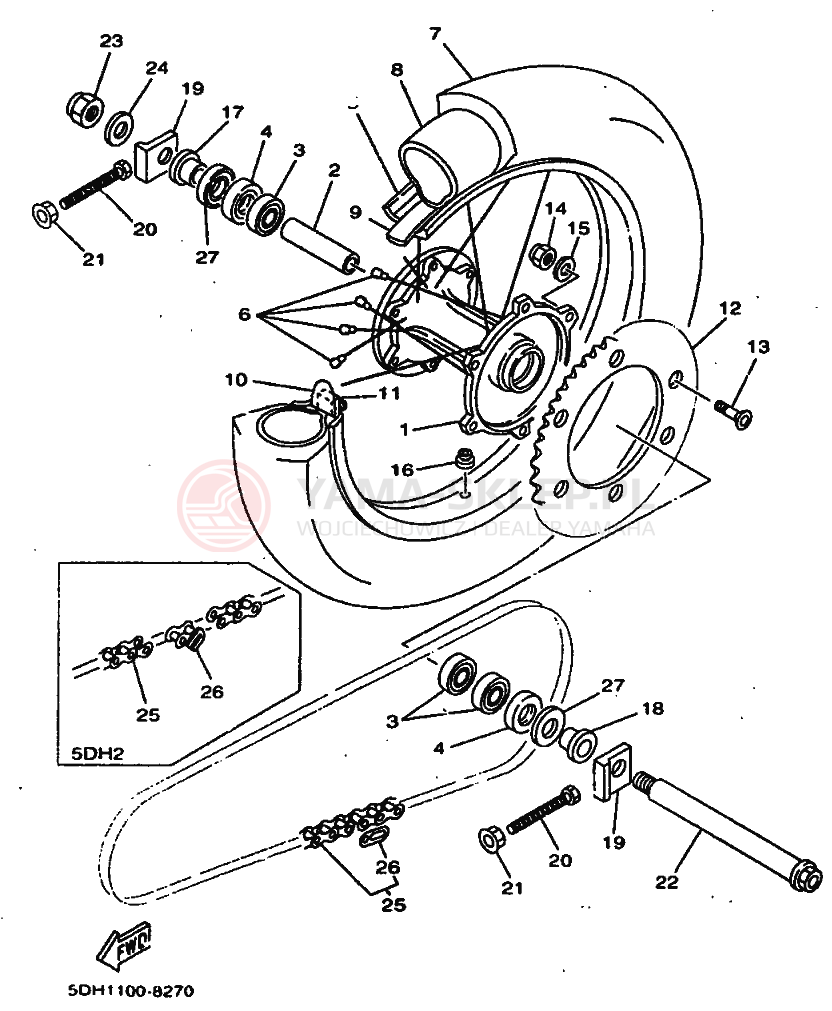 Schemat "Koło tył" do Yamaha YZ125