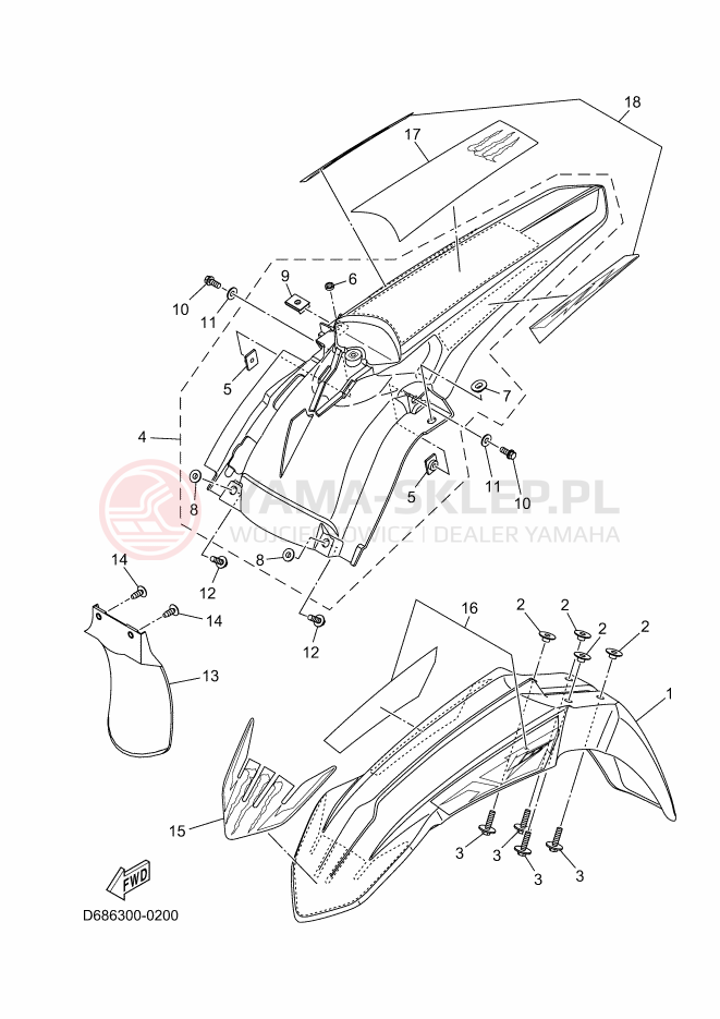 Schemat "błotnik" do Yamaha YZ125