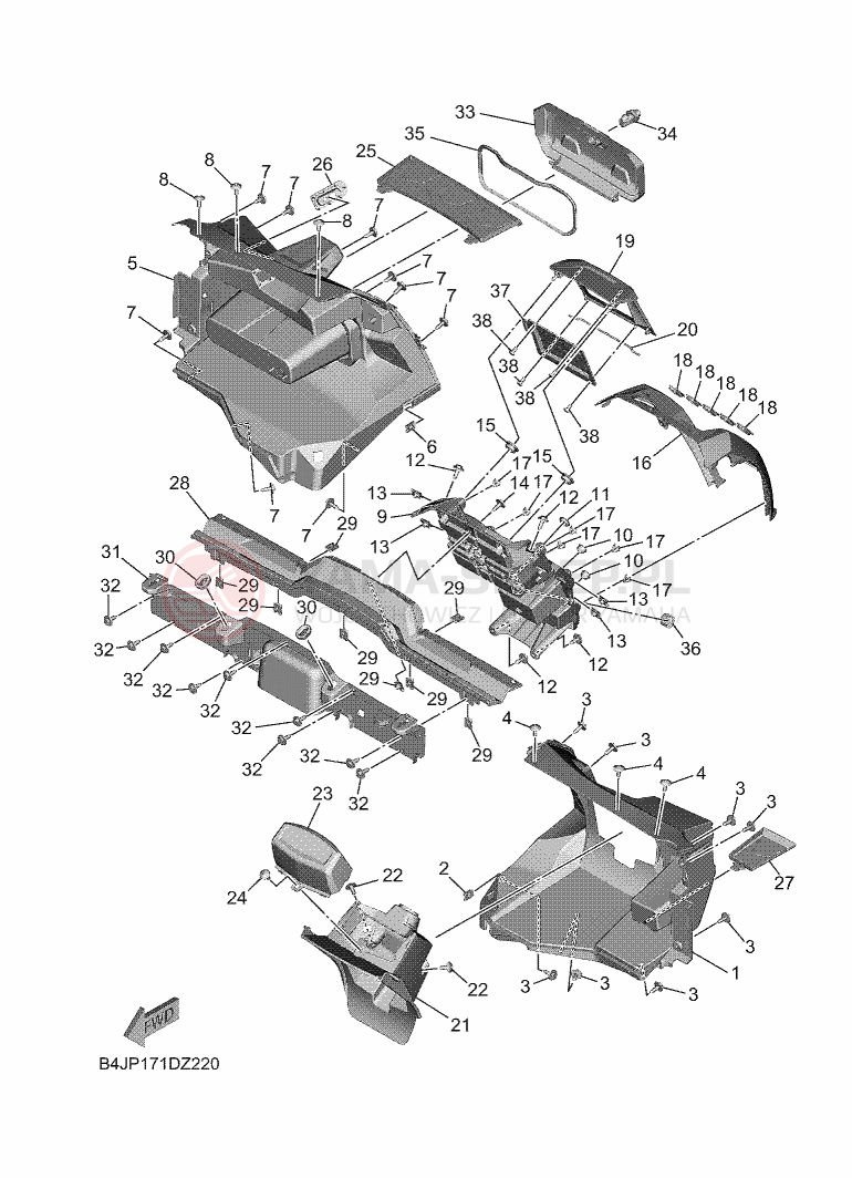 Schemat "Błotnik przód" do Yamaha WOLVERINE RMAX4 1000 LE