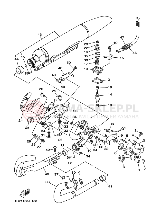 Schemat "Wydech końcowy" do Yamaha XV1900A MIDNIGHT STAR