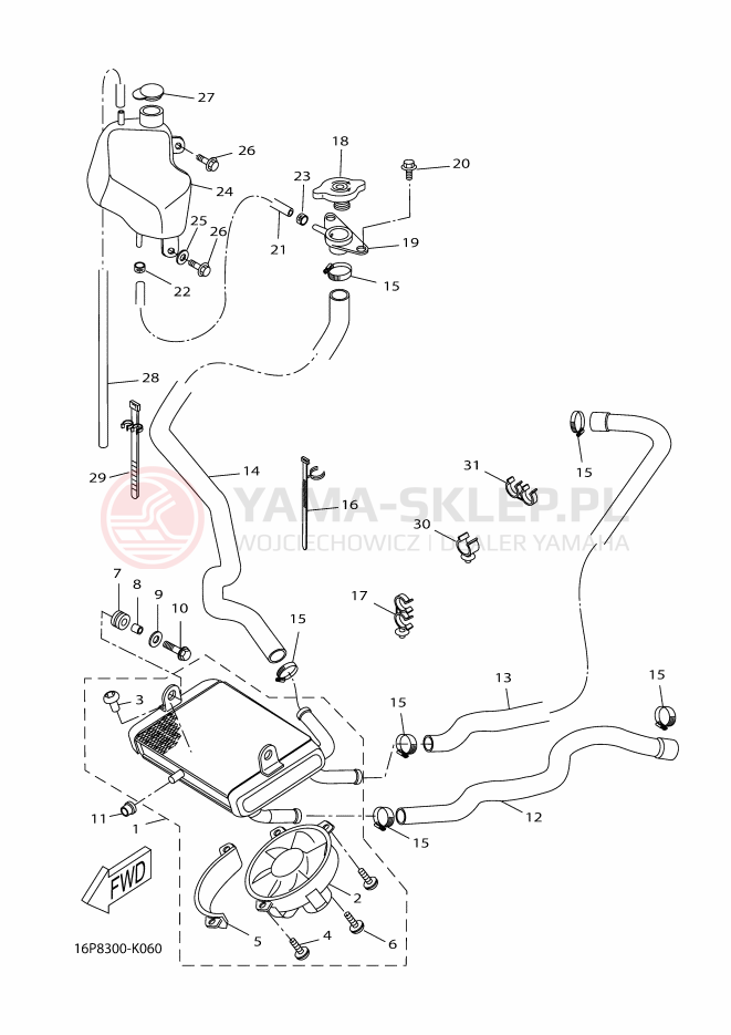 Schemat "Układ chlodzenia" do Yamaha XCITY