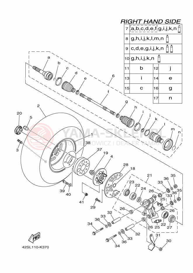 Schemat "Koło tył" do Yamaha YXR700F