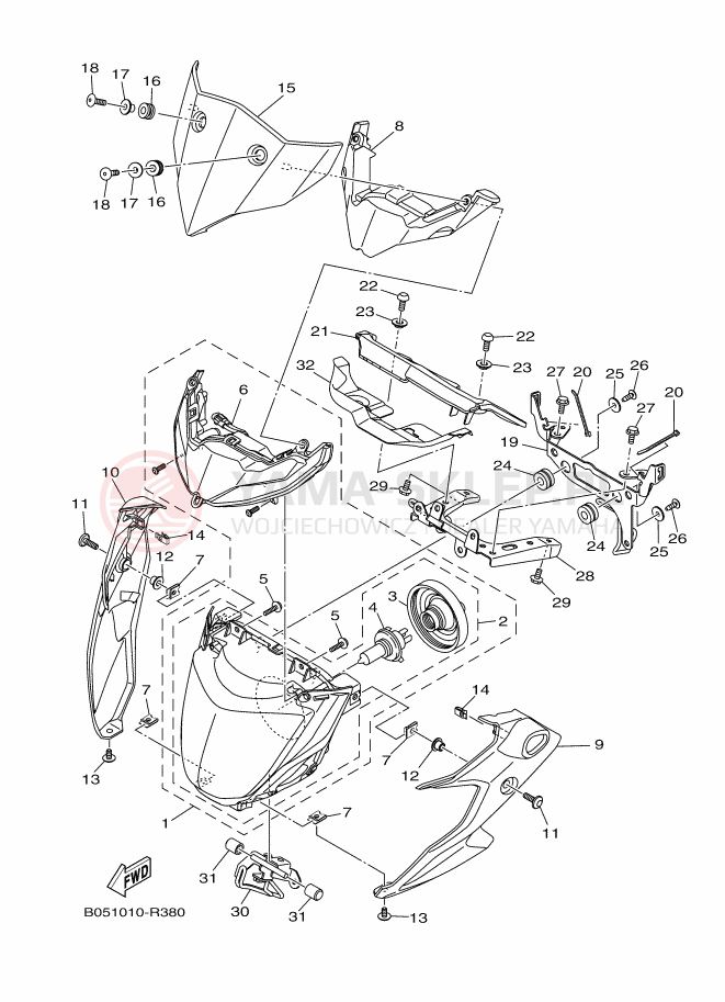 Schemat "Lampa przód" do Yamaha MT-250