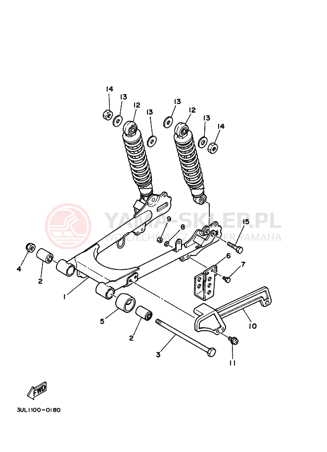 Schemat "wahacz, zawieszenie tył" do Yamaha RT100