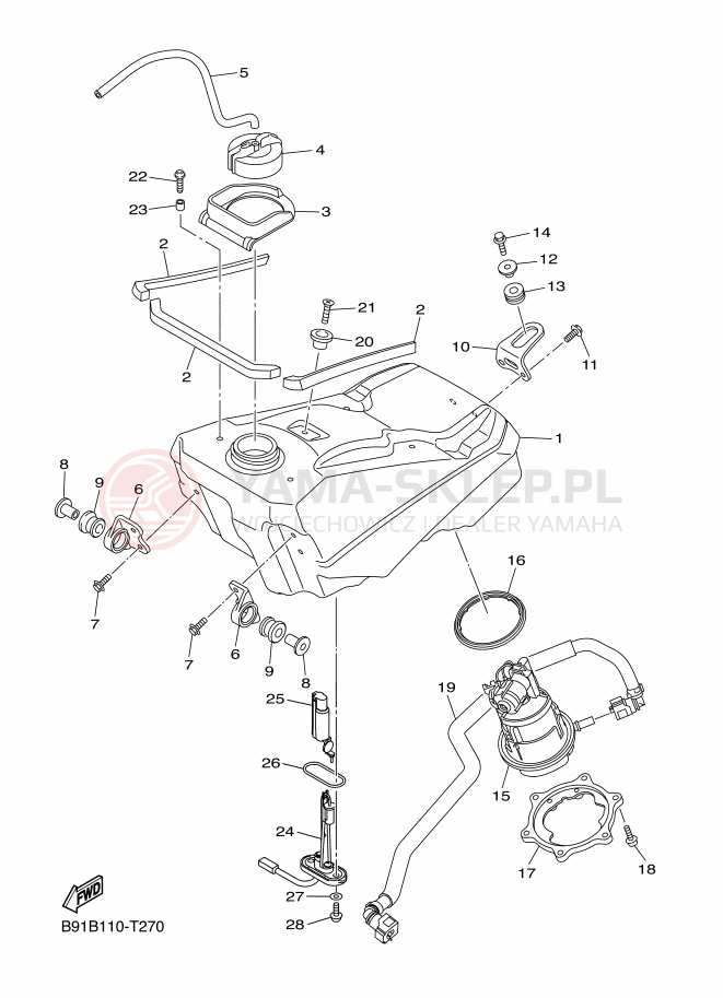 Schemat "zbiornik paliwa" do Yamaha WR450F