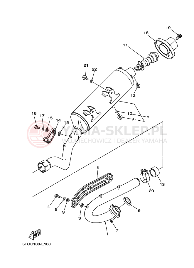 Schemat "Wydech końcowy" do Yamaha YFZ450