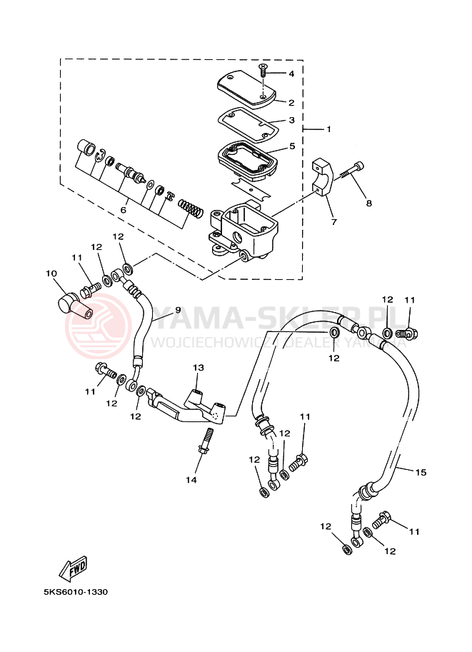 Schemat "Pompa hamulcowa przednia" do Yamaha XVS1100A DRAGSTAR 1100 CLASSIC