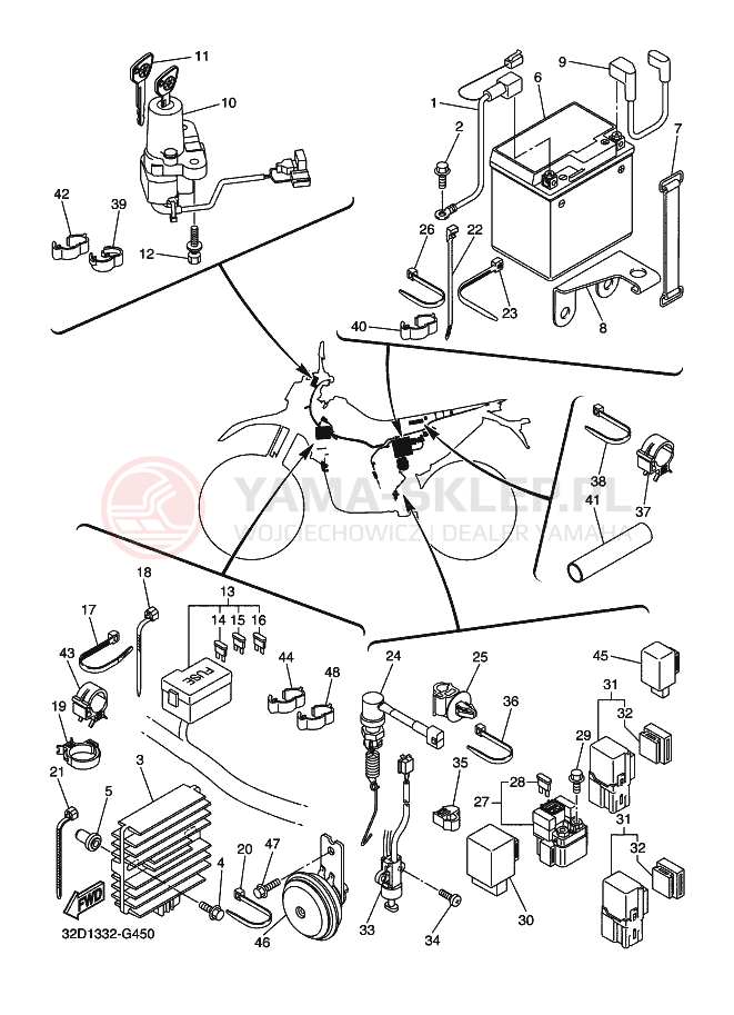 Schemat "układ elektryczny" do Yamaha WR250X
