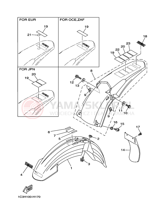 Schemat "błotnik" do Yamaha YZ250