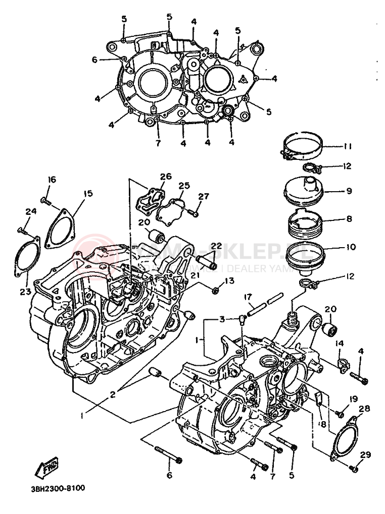 Schemat "Pokrywa silnika" do Yamaha XT500
