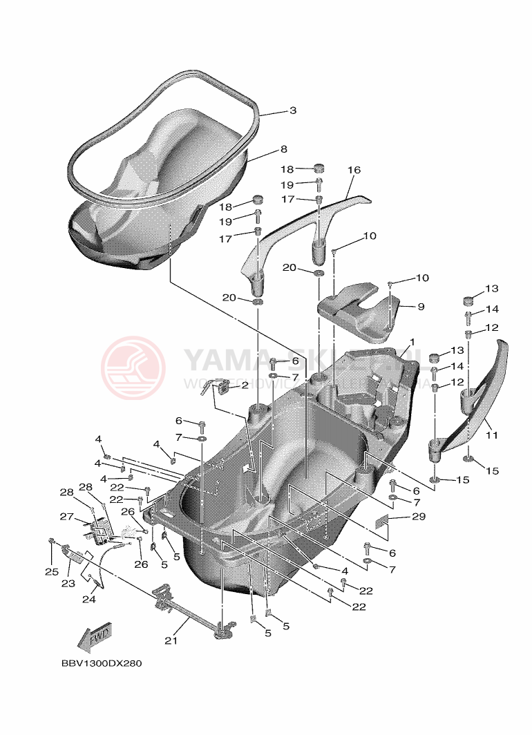 Schemat "siedzenie" do Yamaha TMAX TECH MAX