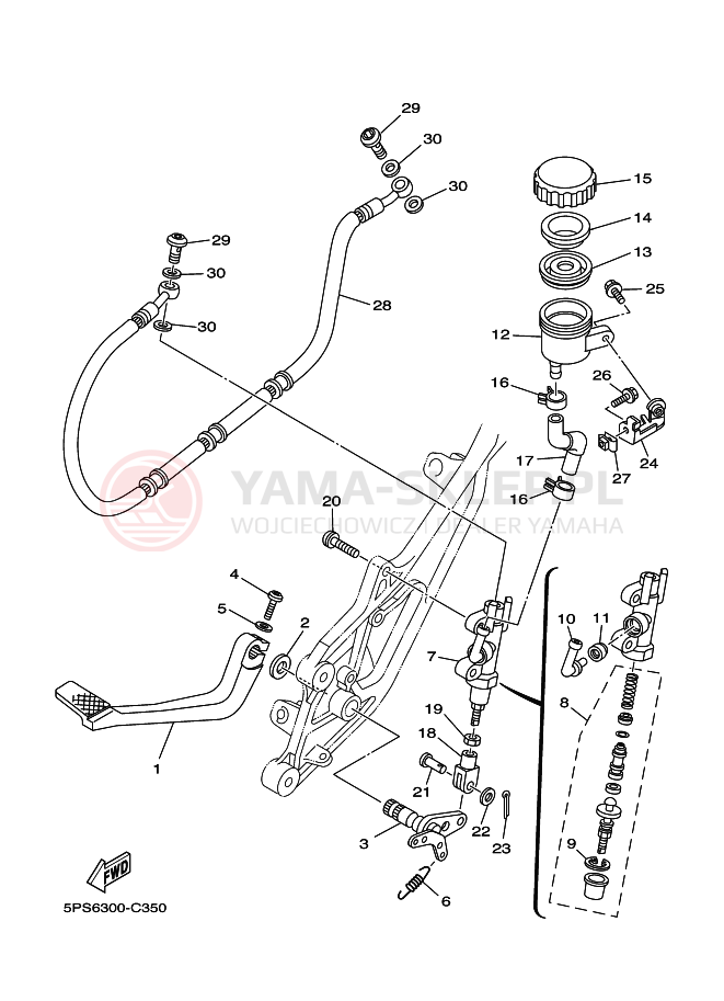 Schemat "Pompa hamulcowa tył" do Yamaha TDM900