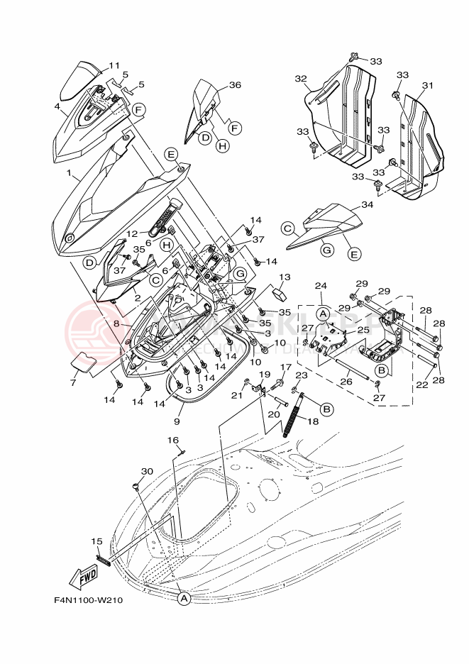 Schemat "ENGINE HATCH" do Yamaha VX1050B-X