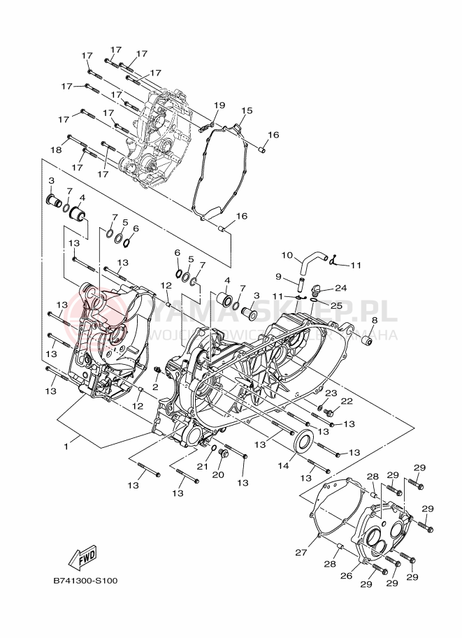 Schemat "Obudowa silnika" do Yamaha X-MAX 300
