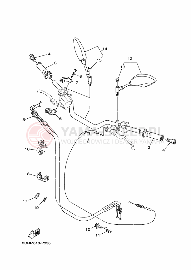 Schemat "Kierownica i osprzęt" do Yamaha MT-09 ABS