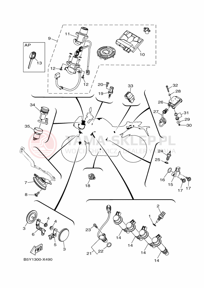 Schemat "układ elektryczny" do Yamaha MT-10
