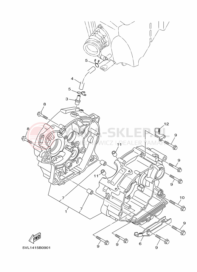 Schemat "Pokrywa silnika" do Yamaha YBR125