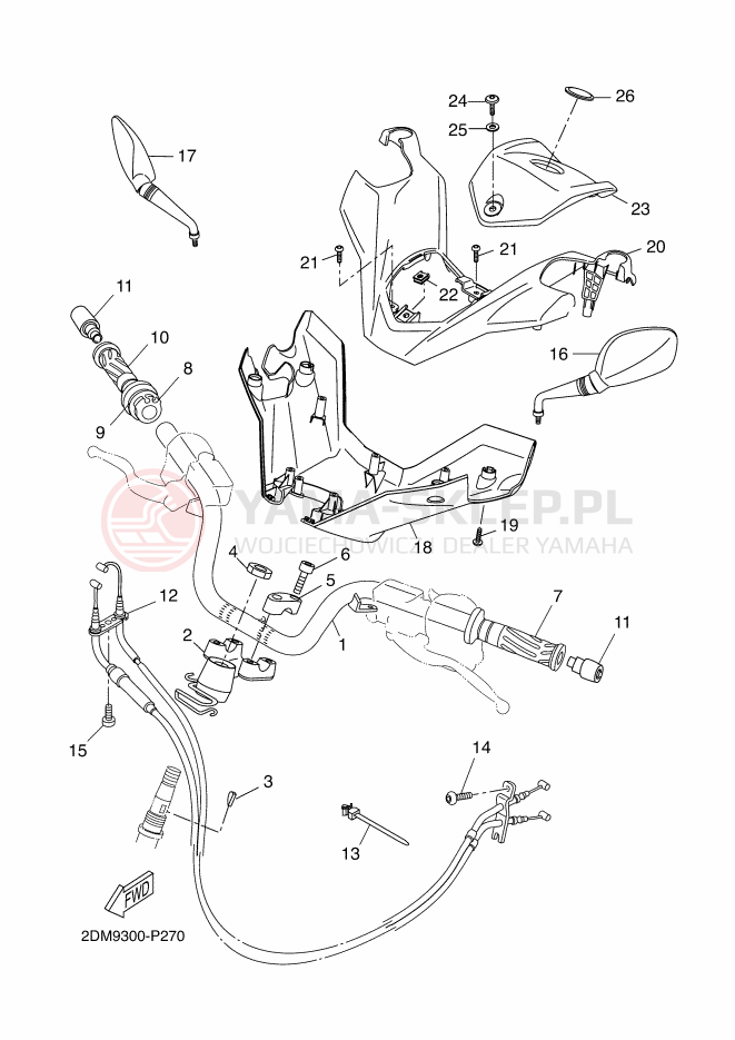 Schemat "Kierownica i osprzęt" do Yamaha X-MAX 125 ABS