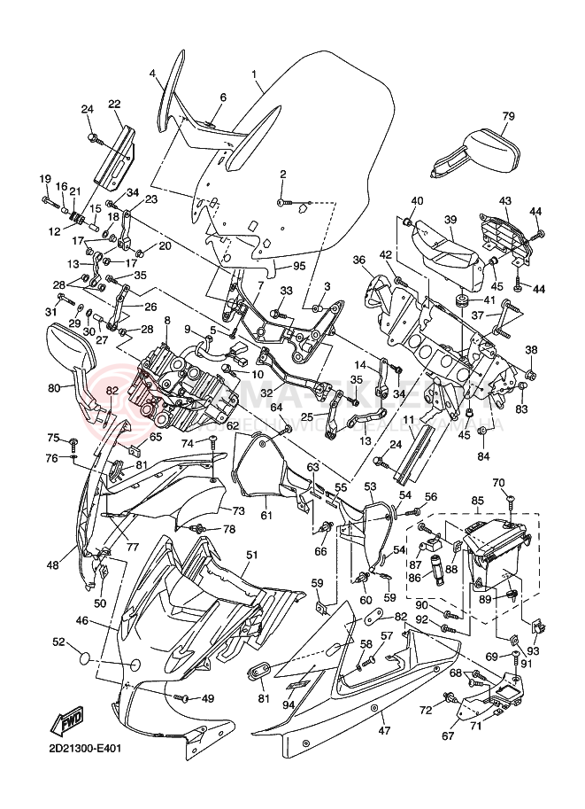 Schemat "Obudowa silnika" do Yamaha FJR1300AS