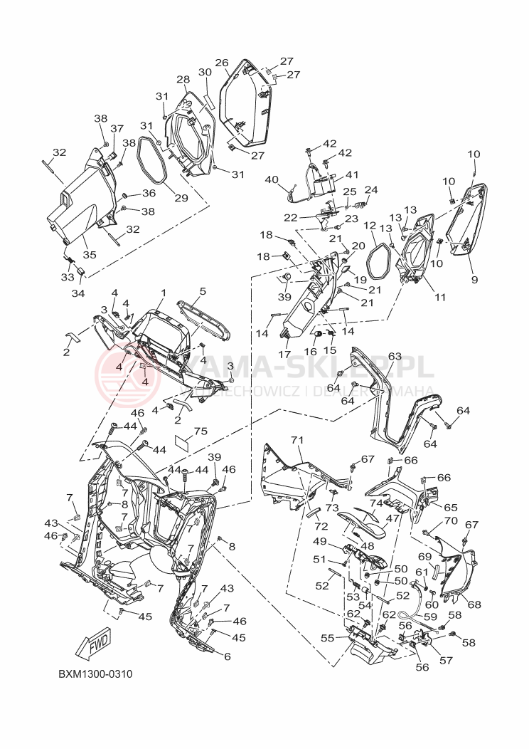 Schemat "OSŁONA NÓG" do Yamaha XMAX 125
