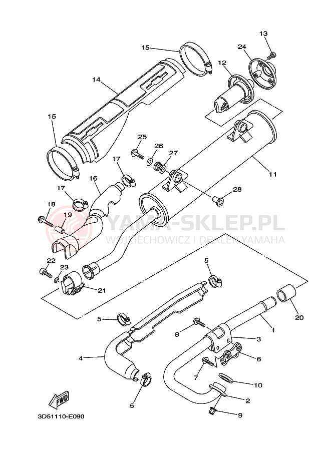 Schemat "Wydech końcowy" do Yamaha WOLVERINE 2WD