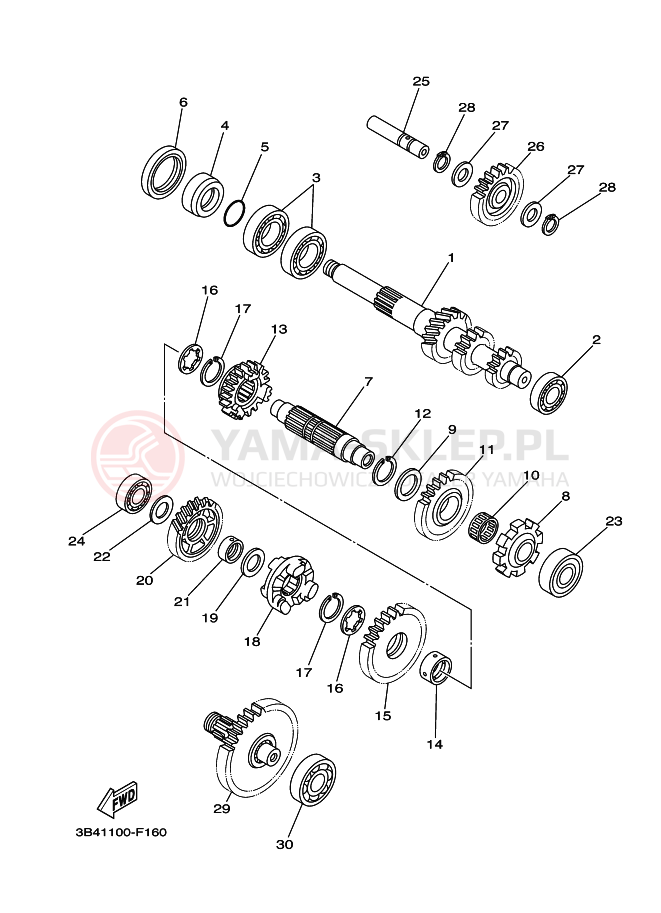 Schemat "Skrzynia biegów " do Yamaha GRIZZLY 700 FI