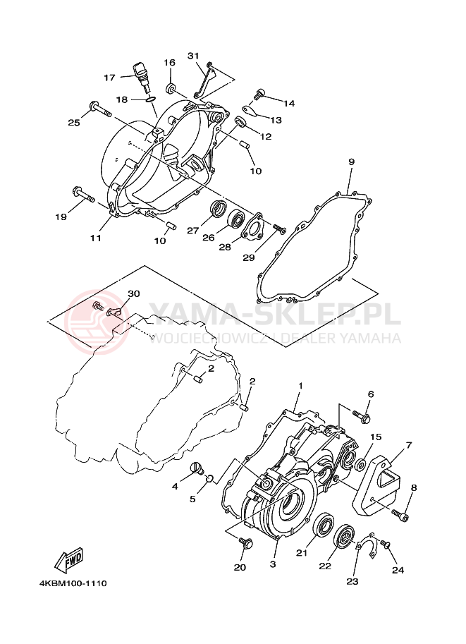 Schemat "Pokrywa silnika" do Yamaha YFM350FWX