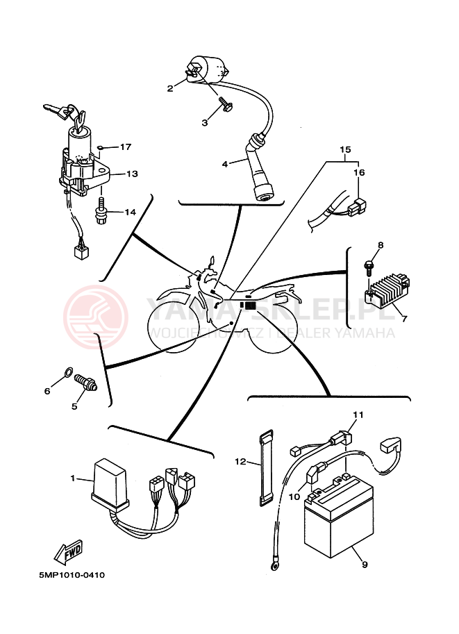 Schemat "układ elektryczny" do Yamaha XT225WE SEROW