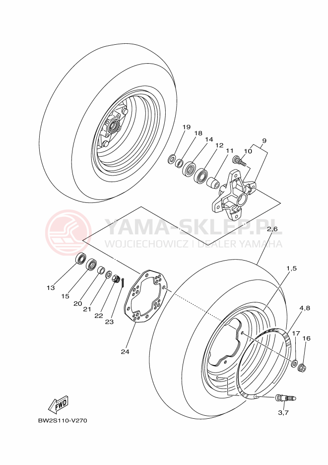 Schemat "Koło przód" do Yamaha YFZ450R