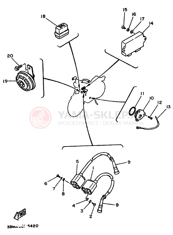 Schemat "układ elektryczny" do Yamaha XV500 VIRAGO