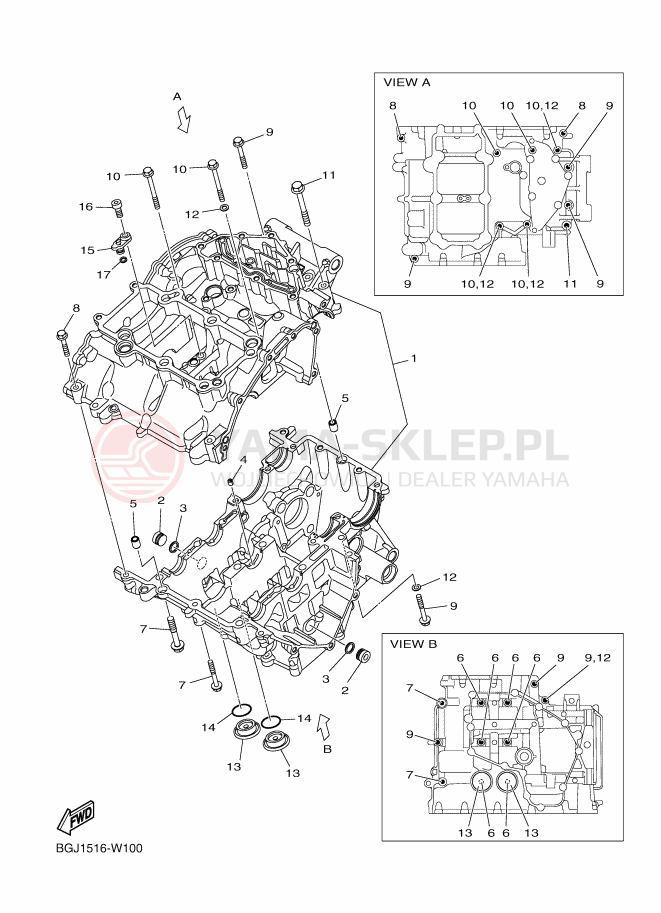 Schemat "Obudowa silnika" do Yamaha MT-03