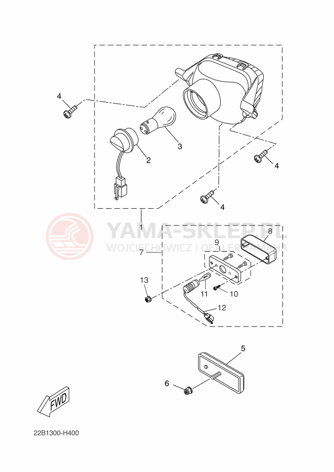 Schemat "Oświetlenie tył" do Yamaha WR125X