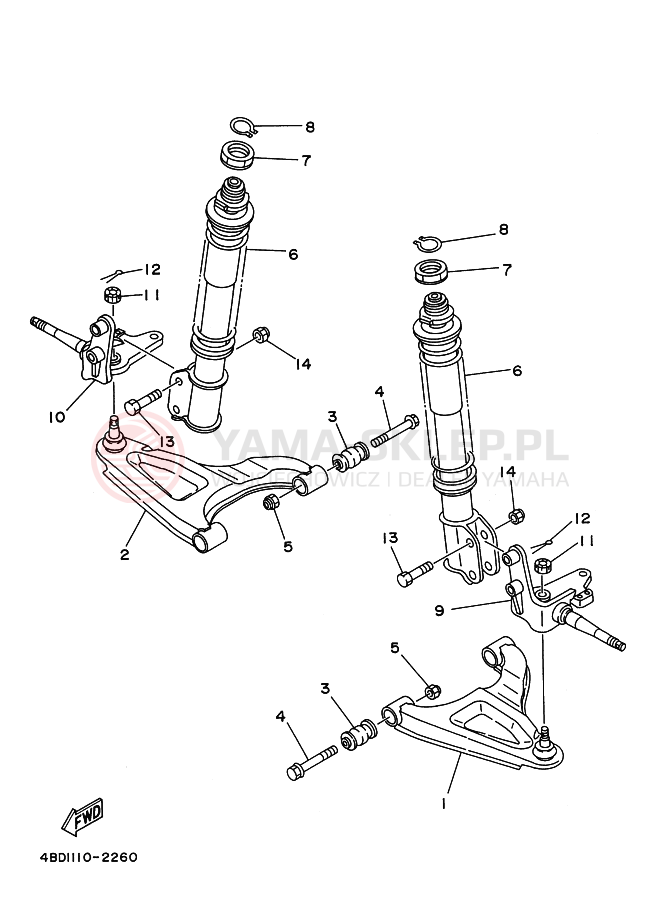 Schemat "Koło przód" do Yamaha YFB250