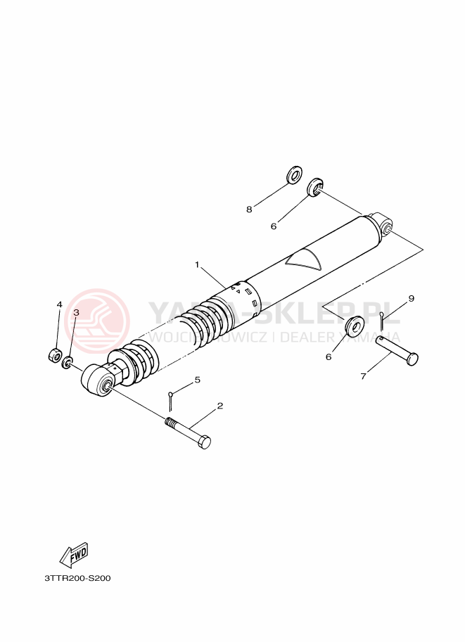 Schemat "zawieszenie tył" do Yamaha DT125