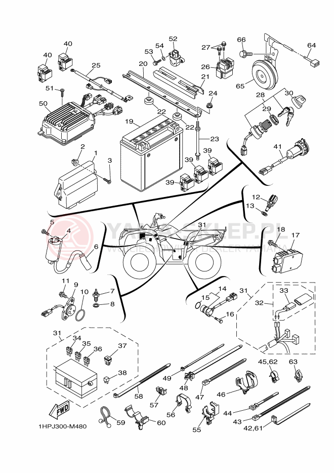 Schemat "układ elektryczny" do Yamaha YFM550FWAD