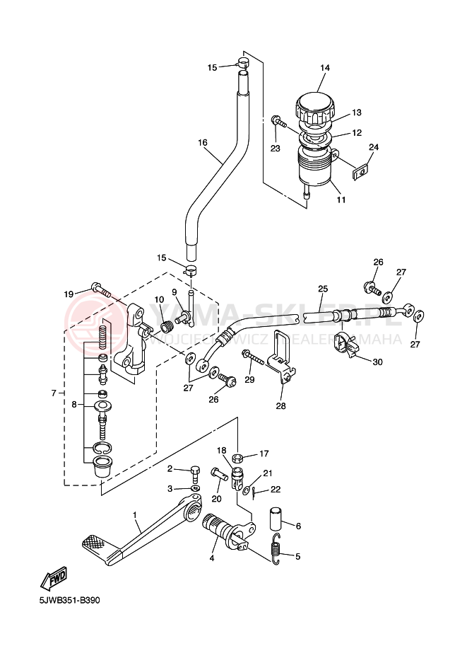 Schemat "Pompa hamulcowa tył" do Yamaha FJR1300
