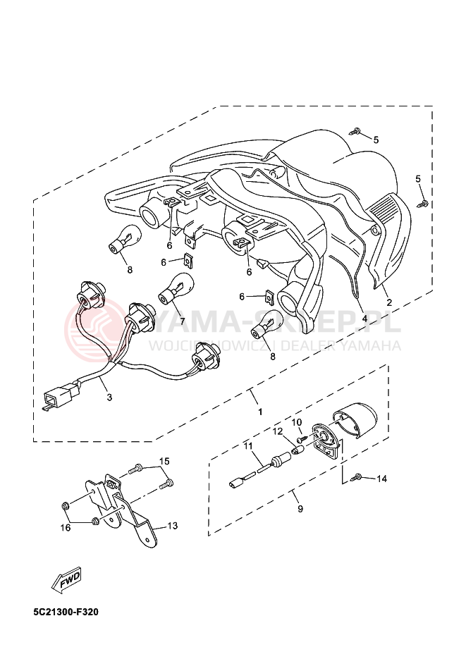 Schemat "Oświetlenie tył" do Yamaha NEOS