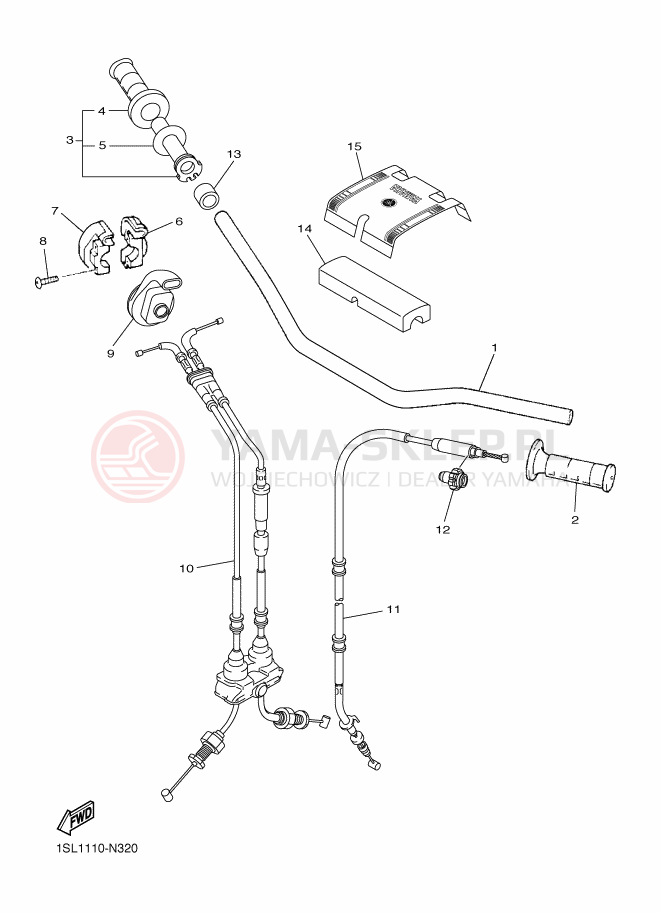 Schemat "Kierownica i osprzęt" do Yamaha YZ450F