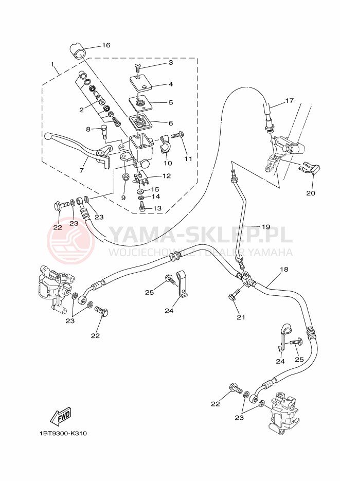Schemat "Pompa hamulcowa przednia" do Yamaha YFM250R
