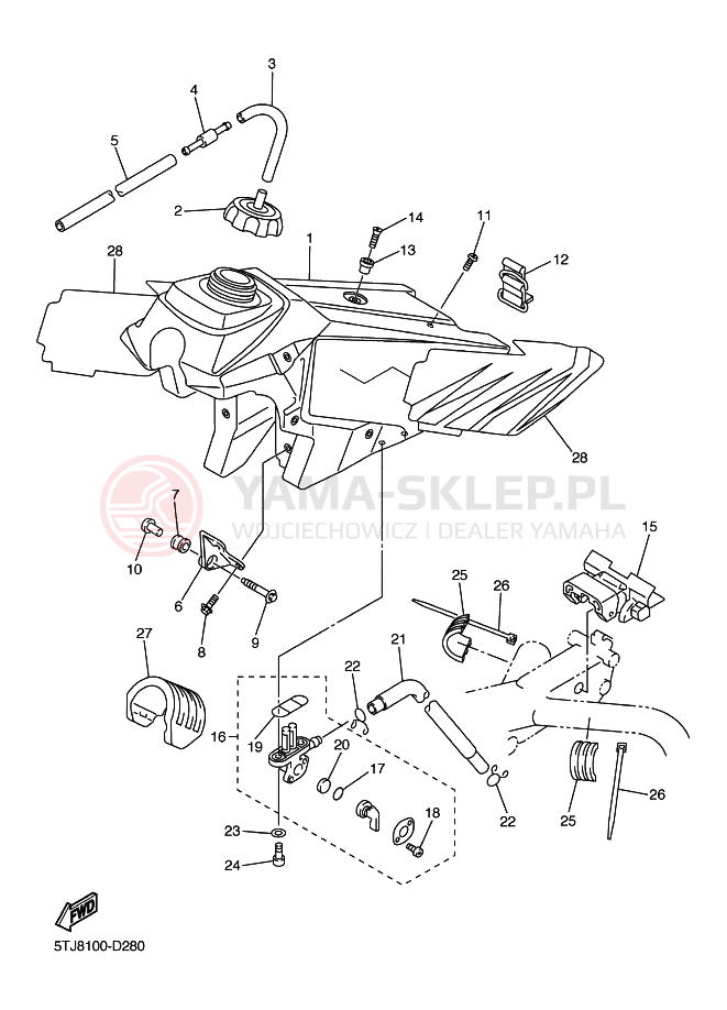 Schemat "zbiornik paliwa" do Yamaha WR250F