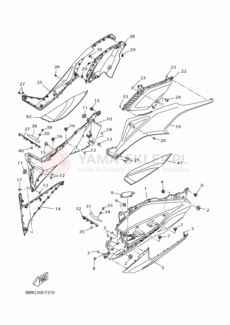 Schemat "Stopka postojowa i podnóżki" do Yamaha XMAX 125 TECH MAX