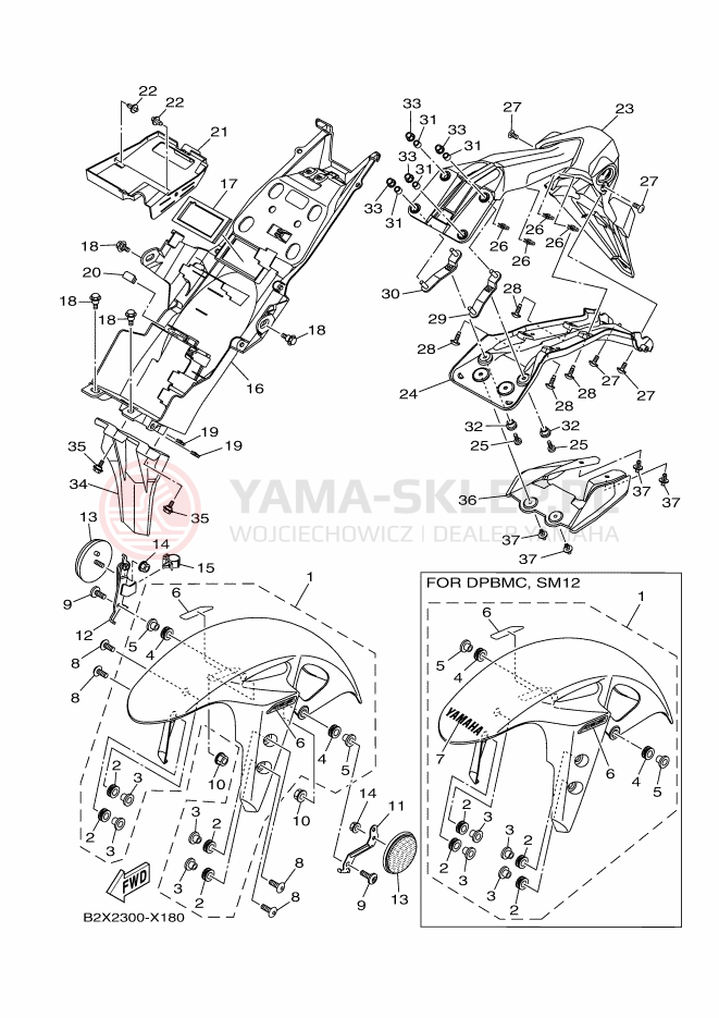 Schemat "błotnik" do Yamaha YZF-R3
