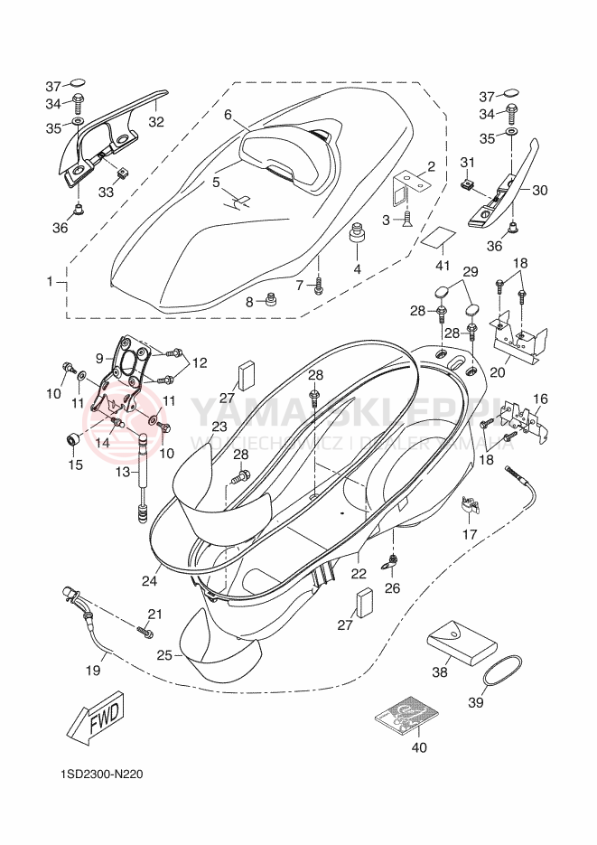 Schemat "siedzenie" do Yamaha X-MAX 400 ABS