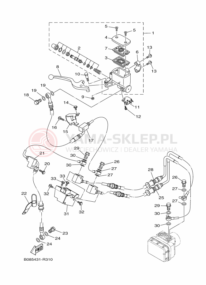 Schemat "Pompa hamulcowa przednia" do Yamaha MT-03