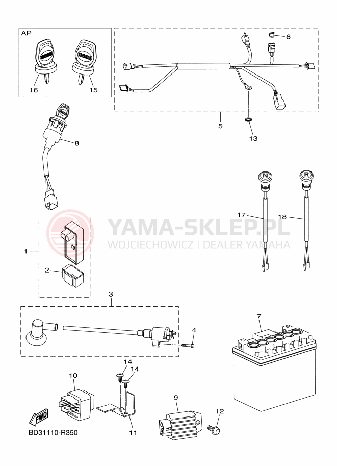 Schemat "układ elektryczny" do Yamaha YFM90R