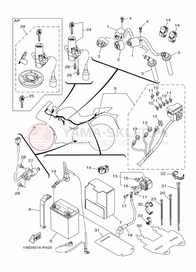 Schemat "układ elektryczny" do Yamaha YZF-R25