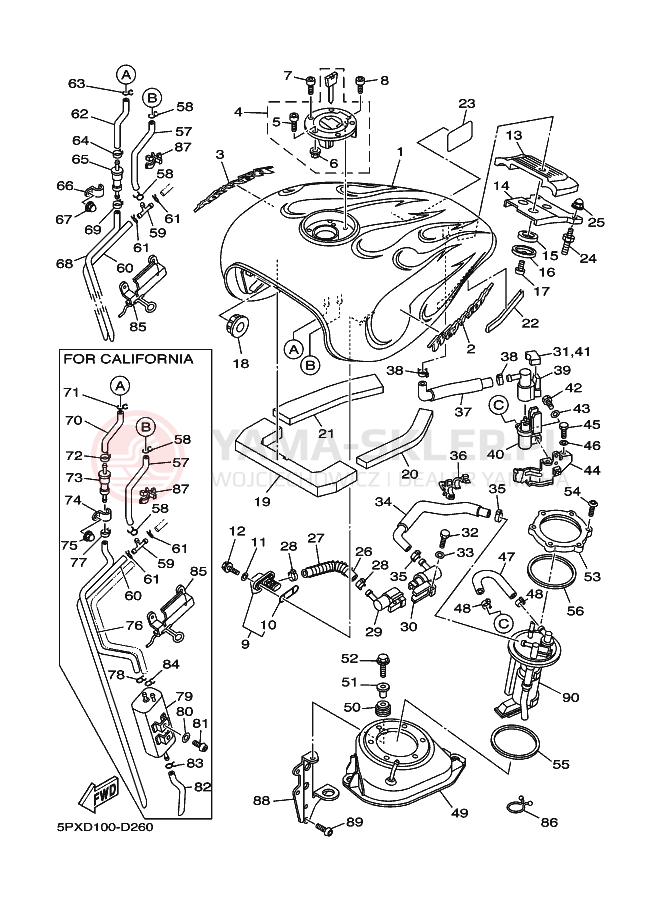 Schemat "zbiornik paliwa" do Yamaha XV1700PC XV17PCT ROADSTAR WARRIOR