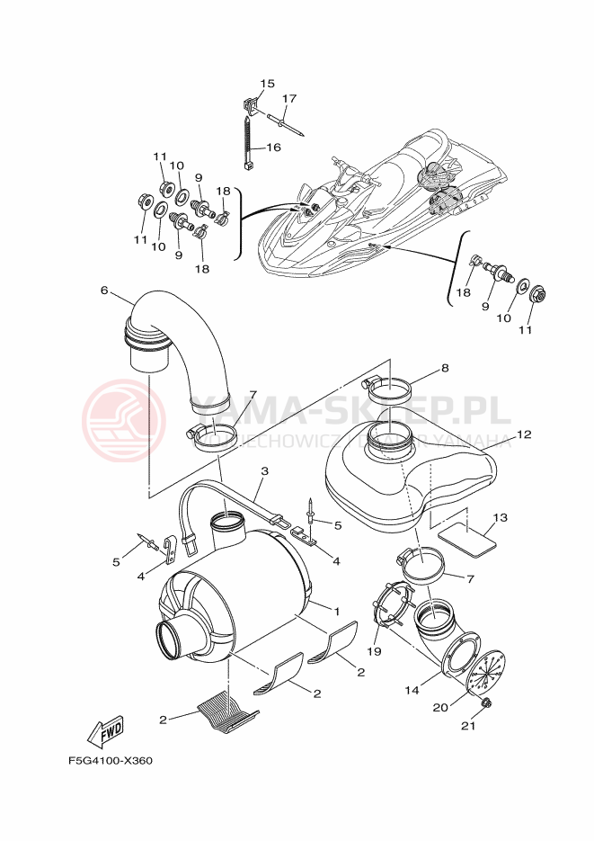Schemat "wydech" do Yamaha FX1800D-X