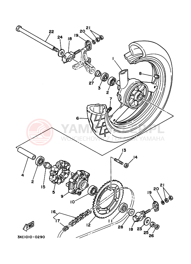 Schemat "Koło tył" do Yamaha R1-Z